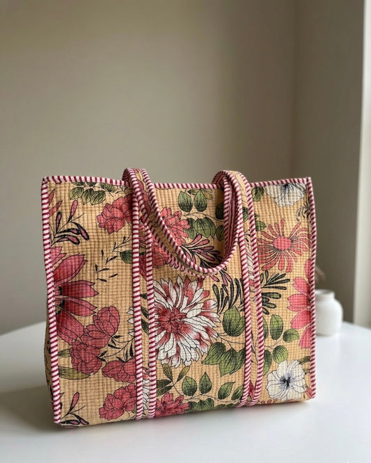 Beige Bloom – Wander Tote Bag 18x18