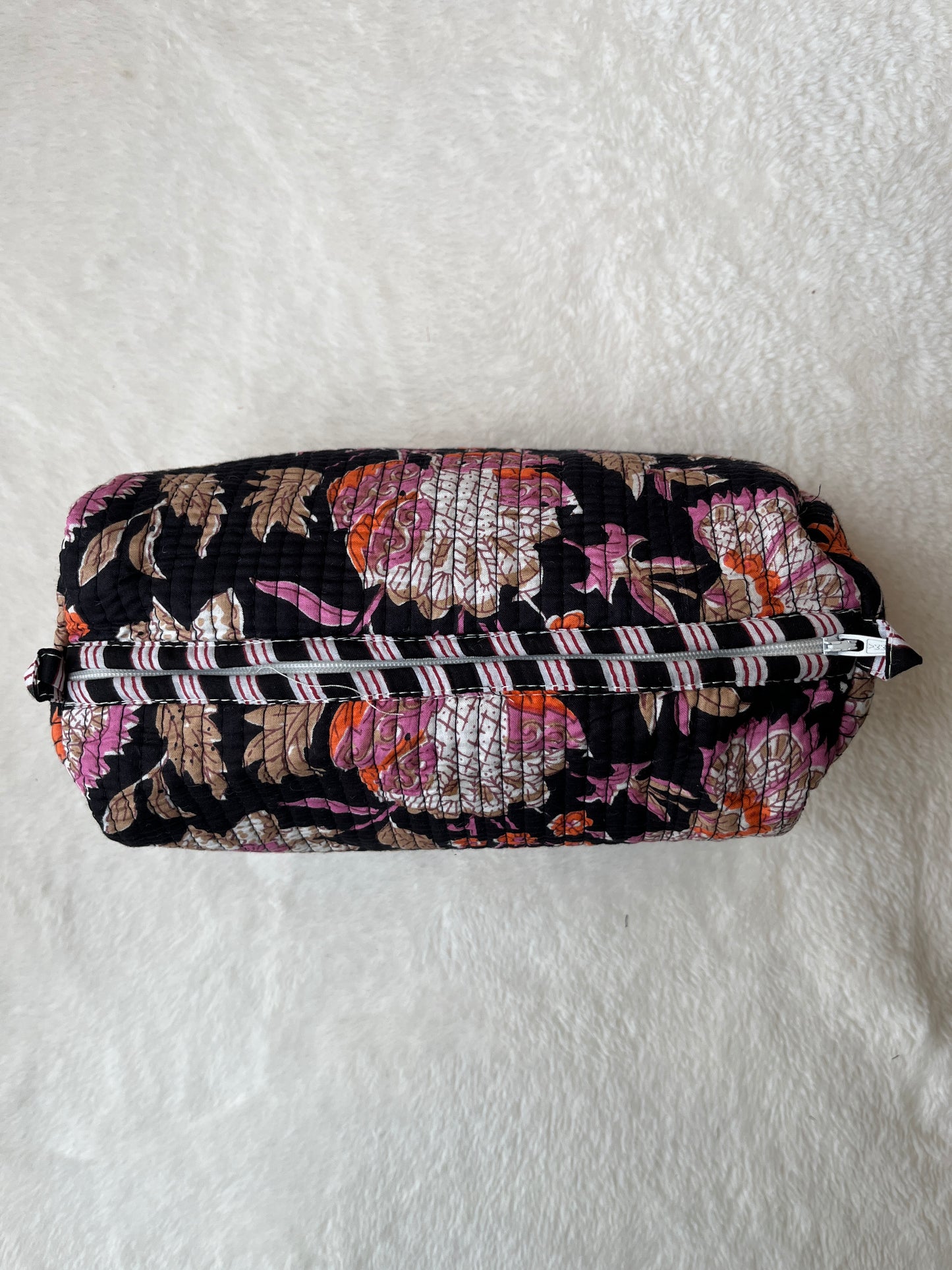 Black Floral Printed Tote & Utility Pouch Set