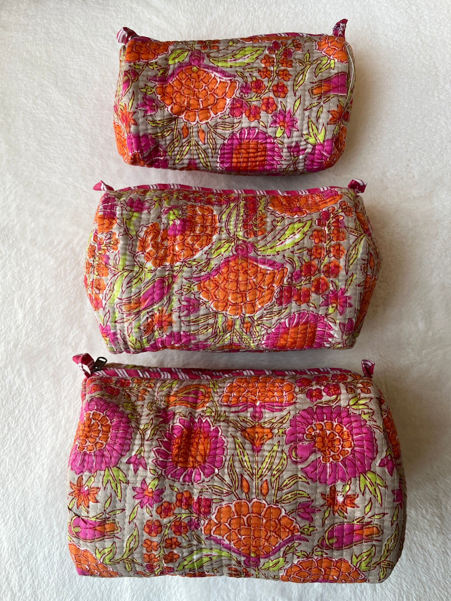 Orange pink floral – Utility Pouch Pack of 3