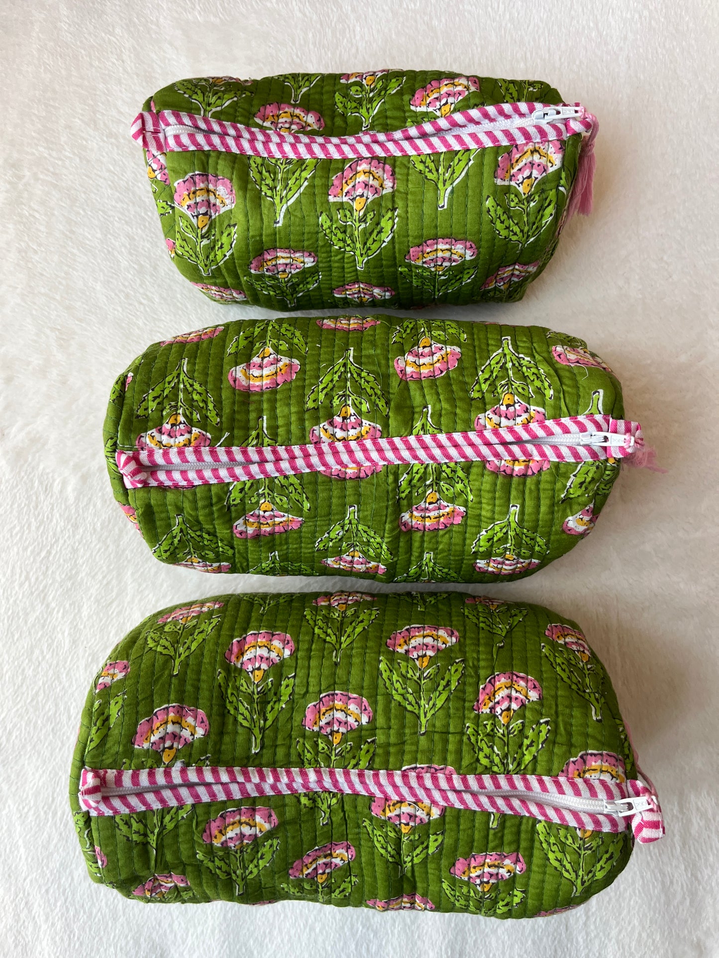 Green Pink Floral – Utility Pouch Pack of 3