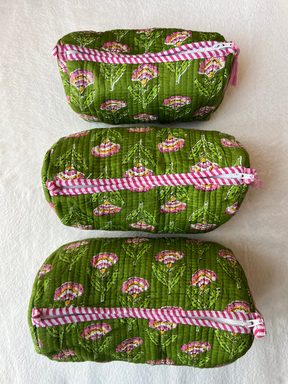Green Pink Floral – Utility Pouch Pack of 3