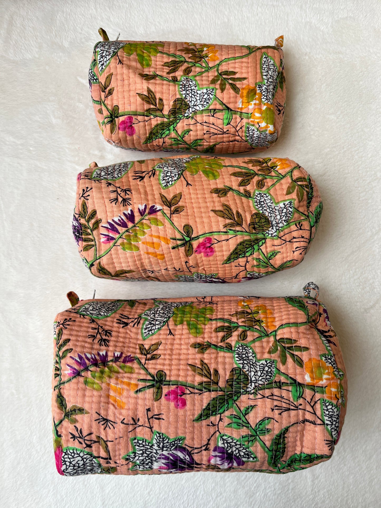 Peach floral-3 – Utility Pouch Pack of 3