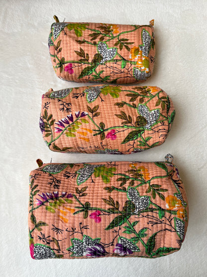 Peach floral-3 – Utility Pouch Pack of 3