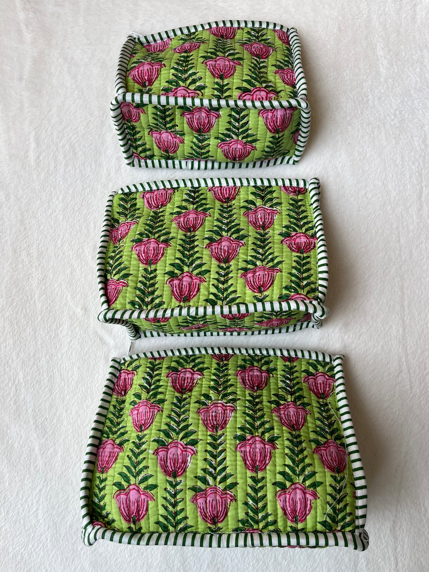Green Lotus floral Pyramid – Utility Pouch Pack of 3