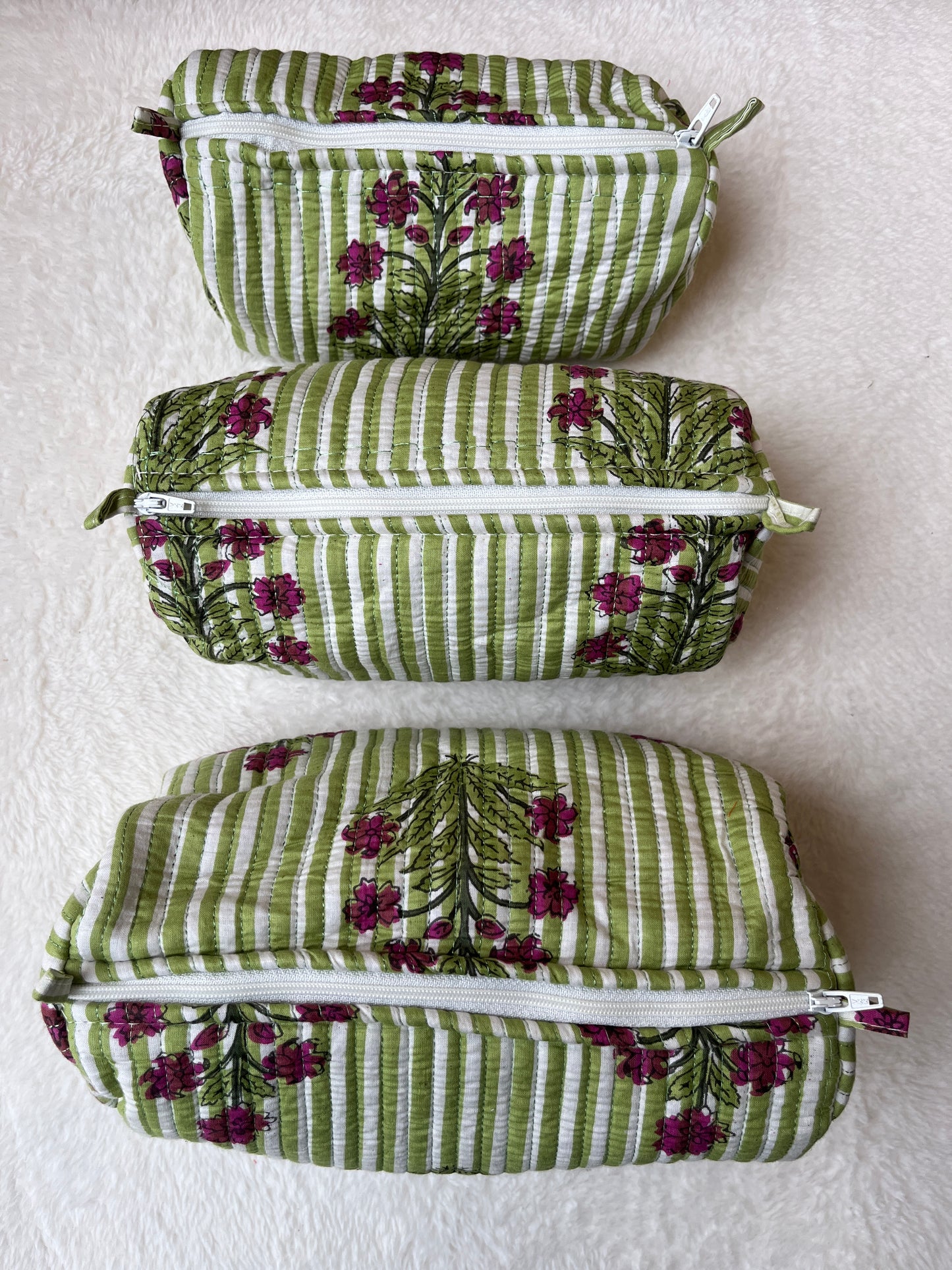 Green floral – Utility Pouch Pack of 3