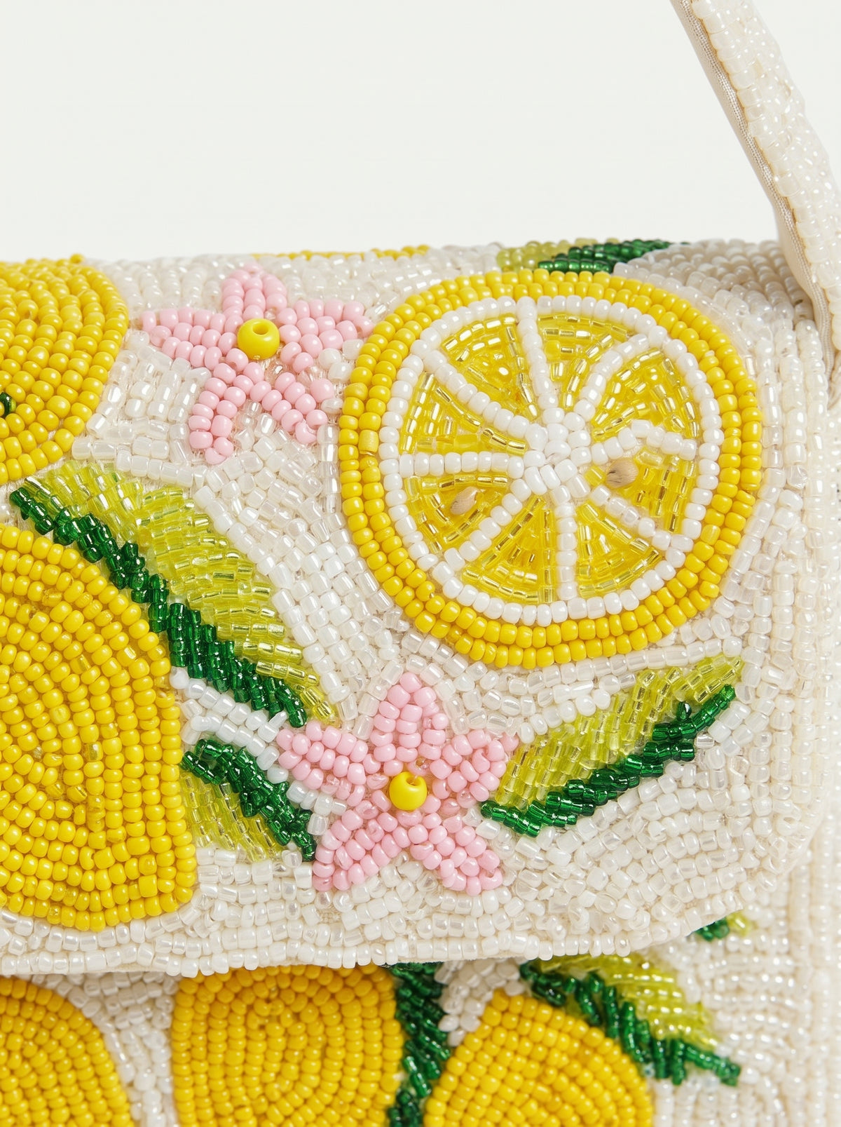 Handcrafted Luxury Beaded Lemon Splash Shoulder Bag