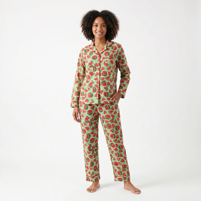 Women's Watermelon – Elegant Two Piece Cotton Pajama Set