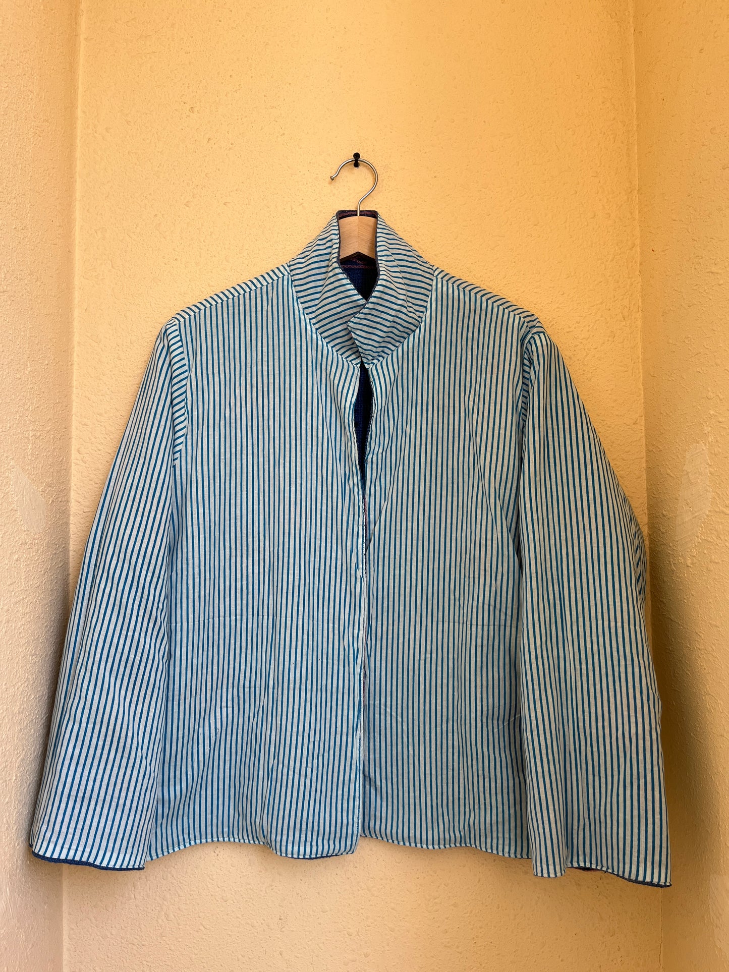 Women's Light Blue Suzani Reversible Jacket – Artistic Embroidered Statement Jacket