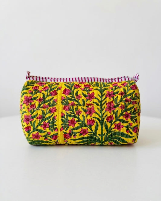Yellow Floral – Quilted Utility Pouch