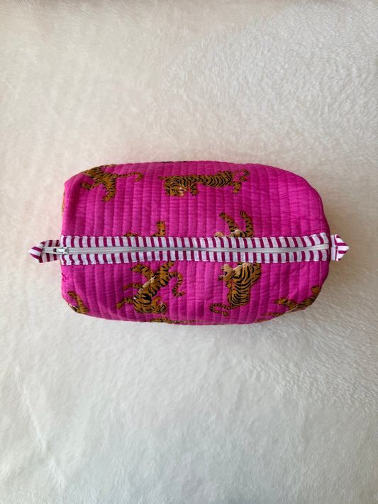 Pink Tiger Tango – Quilted Utility Pouch
