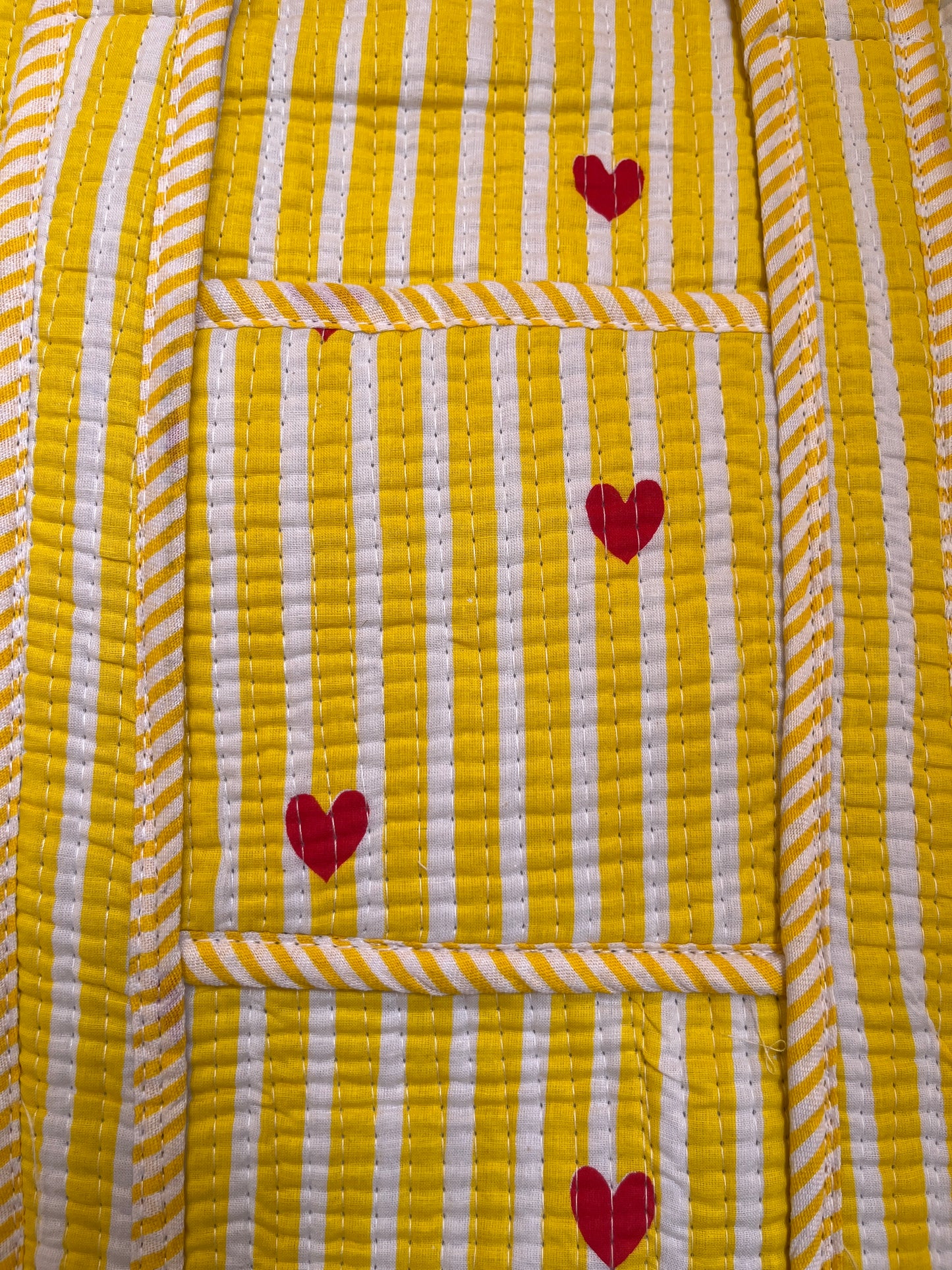 Yellow hearts – Quilted Mini Tote Bag 12X12