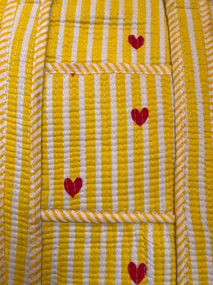 Yellow hearts – Quilted Mini Tote Bag 12X12