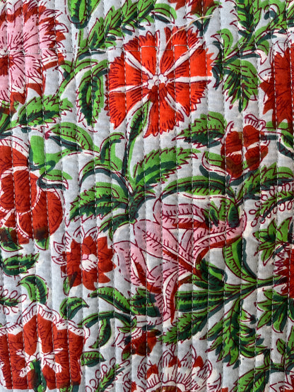 Gray red Floral Quilted iPad Sleeve