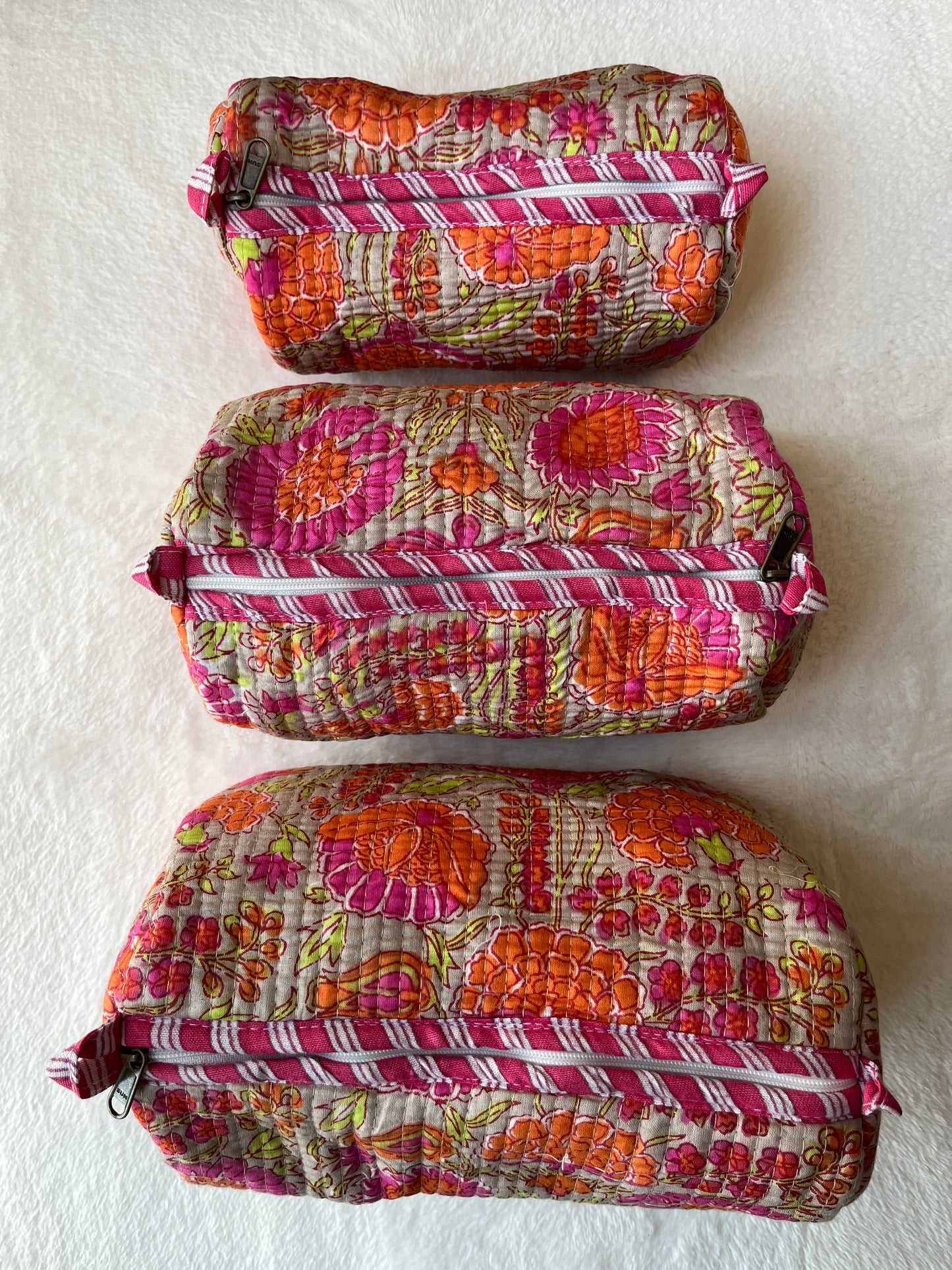 Orange pink floral – Utility Pouch Pack of 3