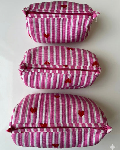 Pink hearts – Utility Pouch Pack of 3