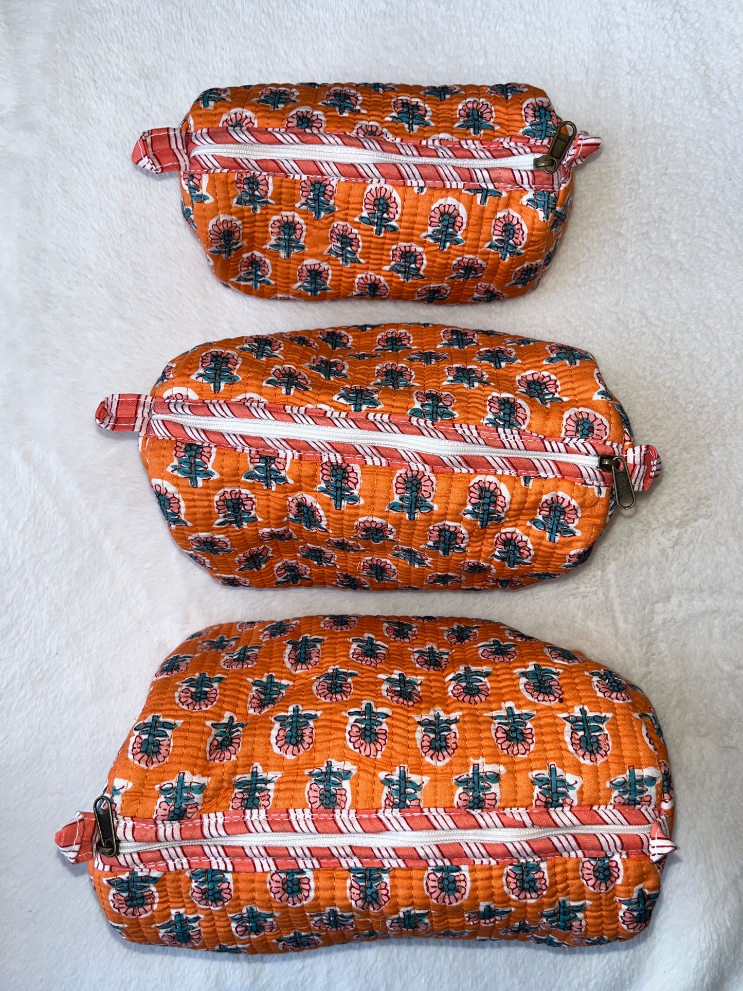 Orange Blue Floral – Utility Pouch Pack of 3