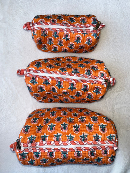 Orange Blue Floral – Utility Pouch Pack of 3