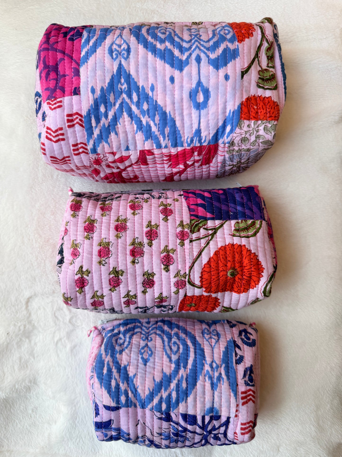 Pink patchwork Floral – Utility Pouch Pack of 3
