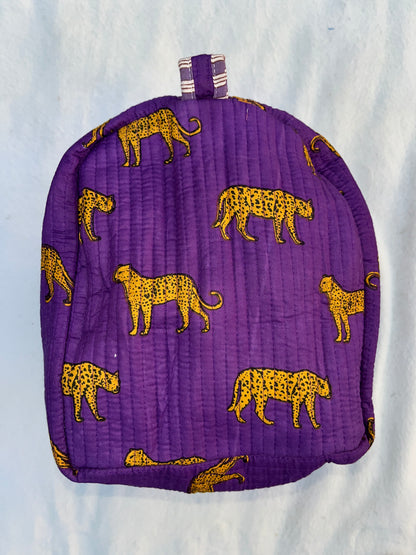 Purple Tiger Print Quilted Cotton Duffle Bag – Lightweight Travel Weekender