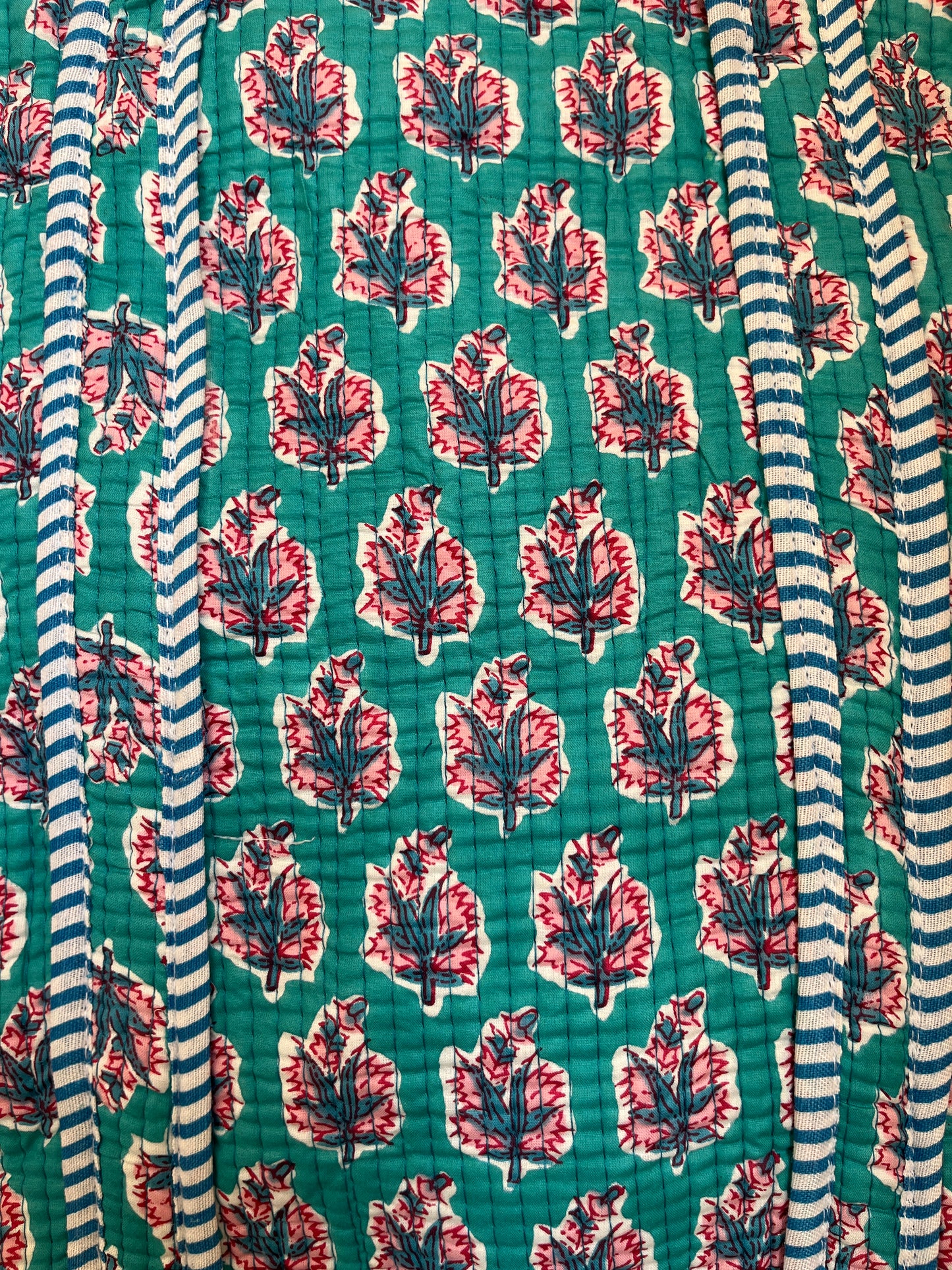 Mint Blue Floral-1 Quilted Mini Tote Bag 14X14