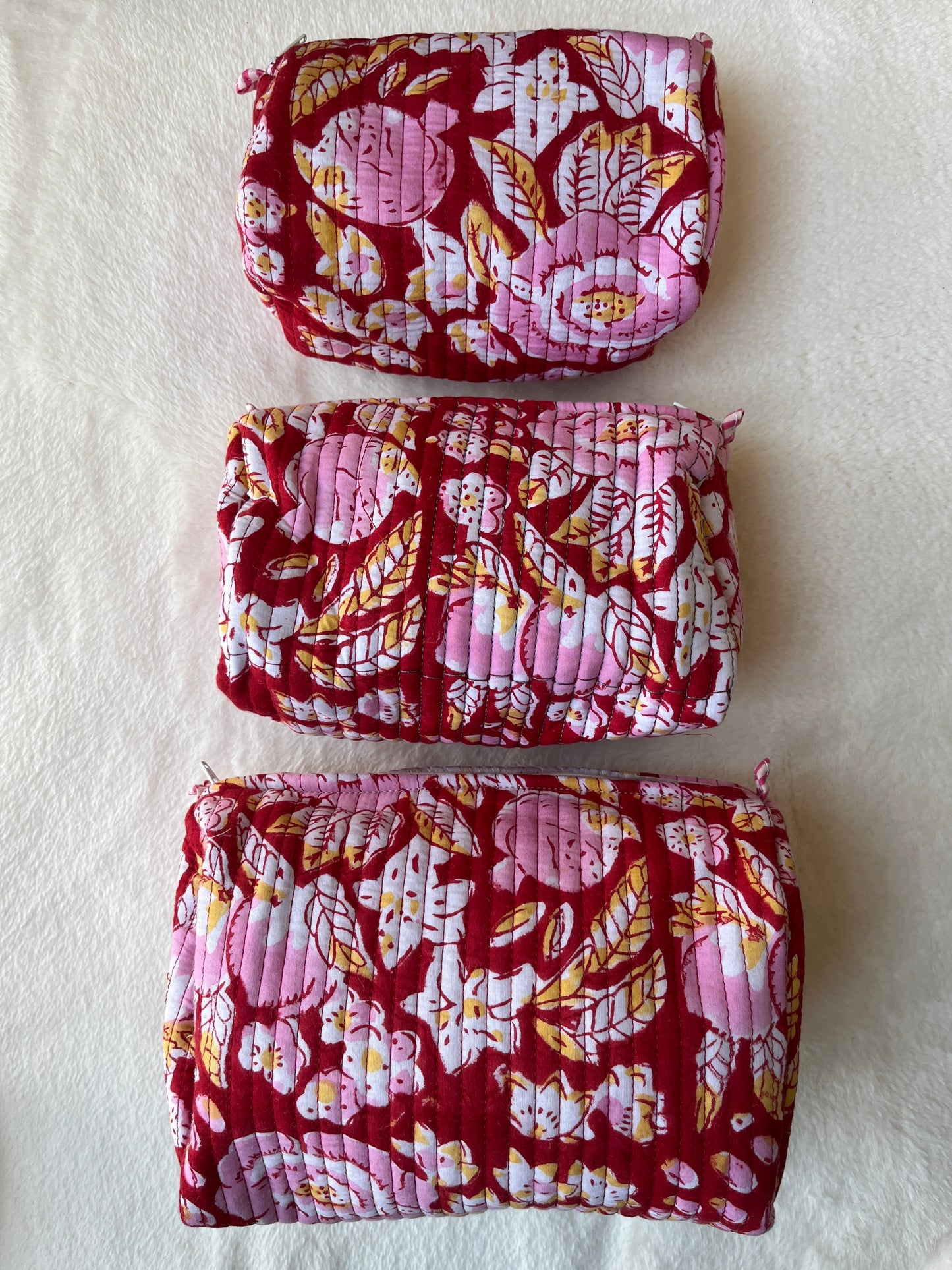 Red pink floral – Utility Pouch Pack of 3