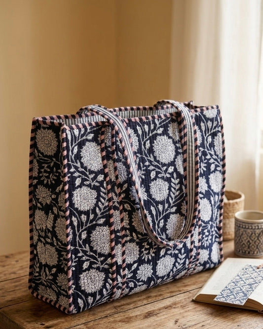 Black Floral – Wander Tote Bag 18x18