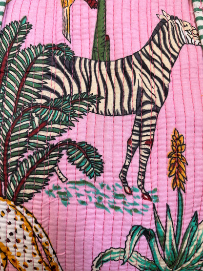 Pink Safari Quilted Mini Tote Bag 10X14
