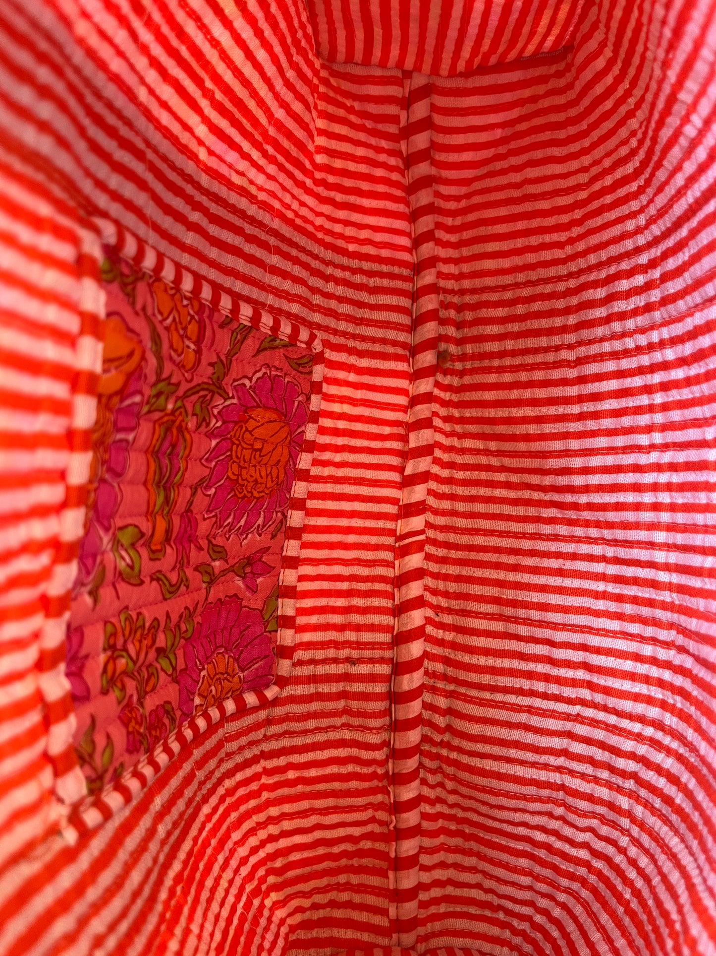 Orange floral Quilted Mini Tote Bag 10X12