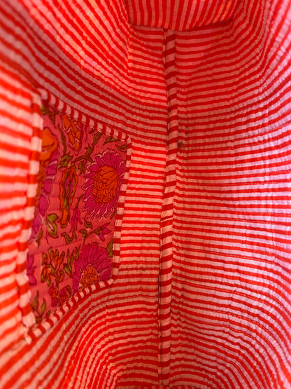 Orange floral Quilted Mini Tote Bag 10X12