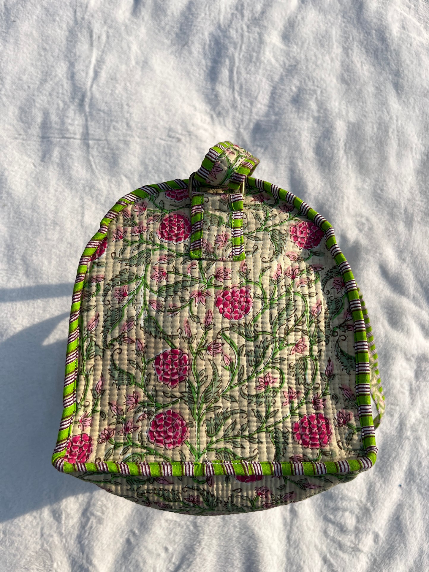 Green Red floral Print Quilted Cotton Duffle Bag – Lightweight Travel Weekender