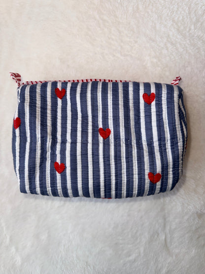Grey hearts – Quilted Utility Pouch