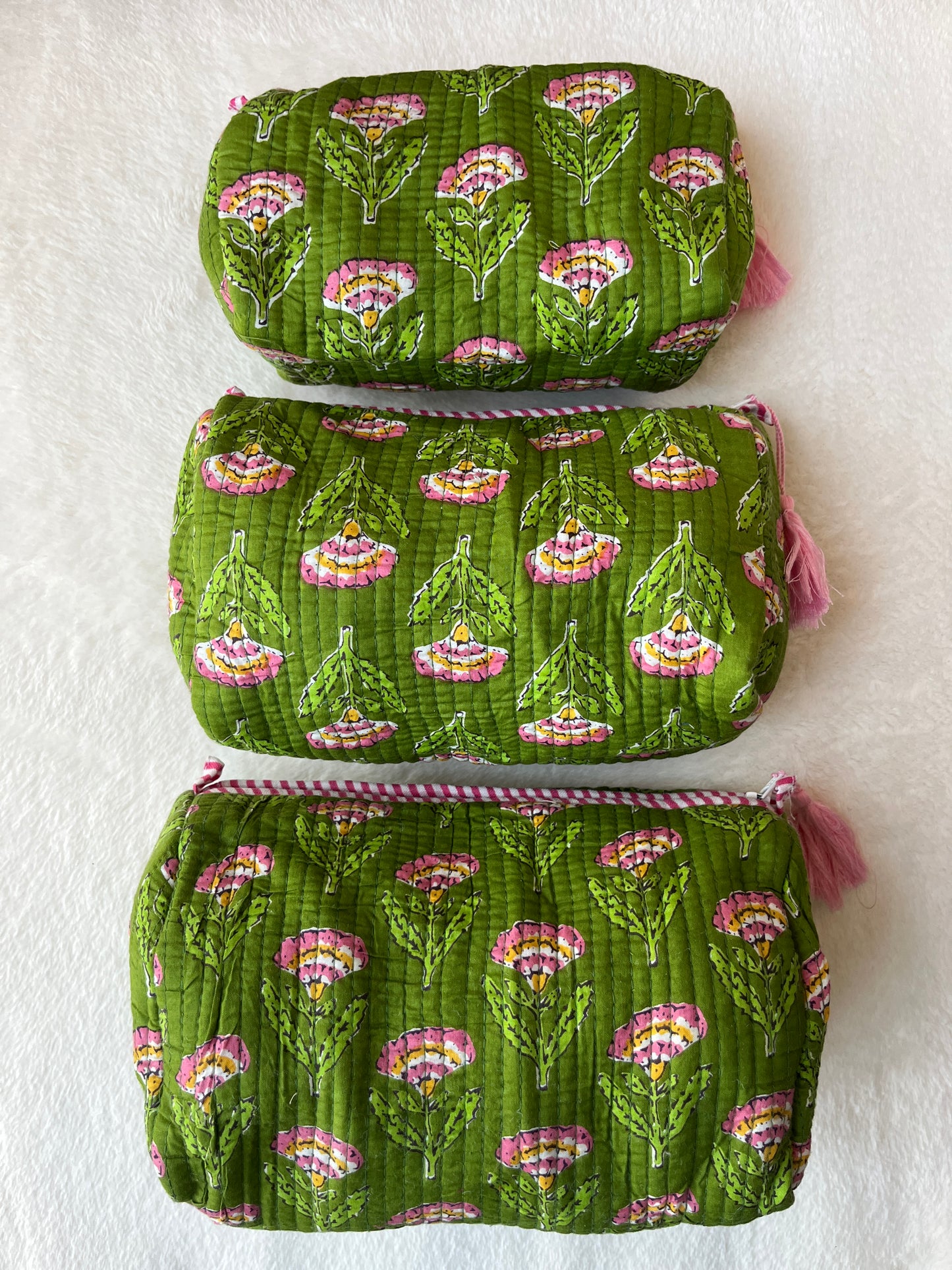 Green Pink Floral – Utility Pouch Pack of 3