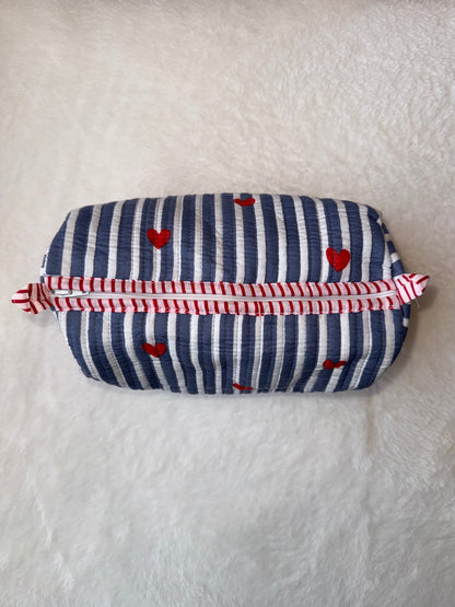 Grey hearts – Quilted Utility Pouch