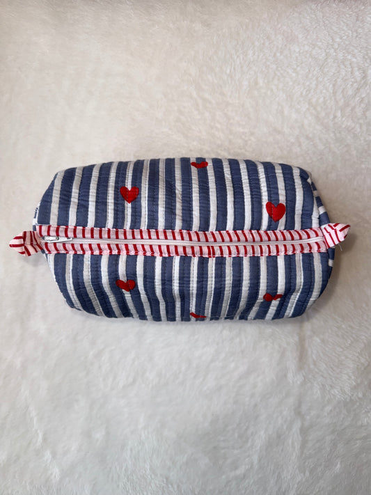 Grey hearts – Quilted Utility Pouch
