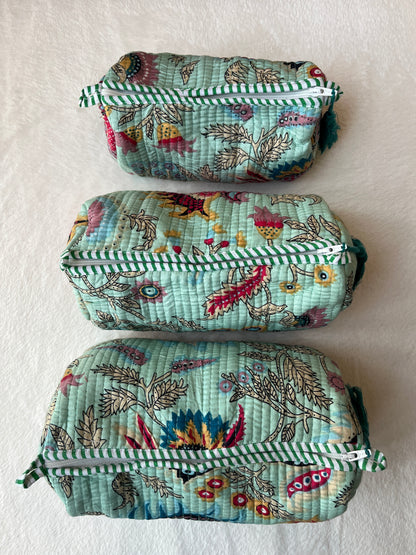 Powder Blue Floral – Utility Pouch Pack of 3