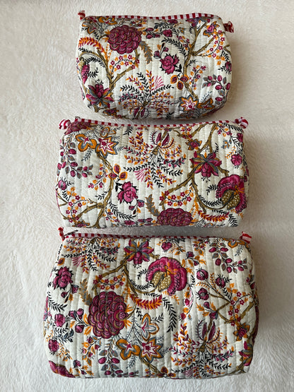 Peach floral-2 – Utility Pouch Pack of 3