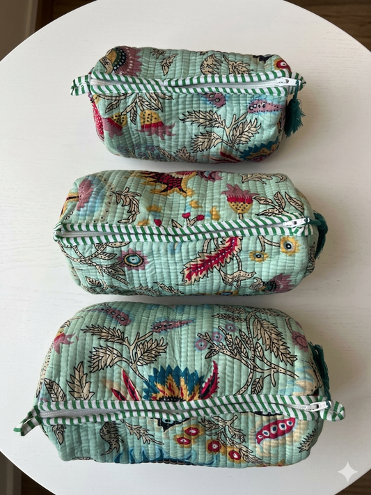 Powder Blue Floral – Utility Pouch Pack of 3
