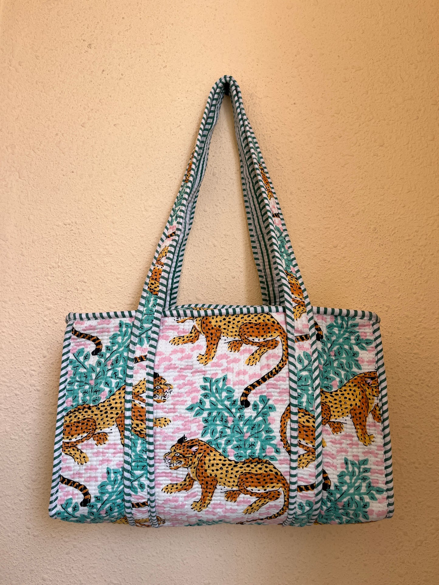 Pink leopard Quilted Mini Tote Bag 10X12