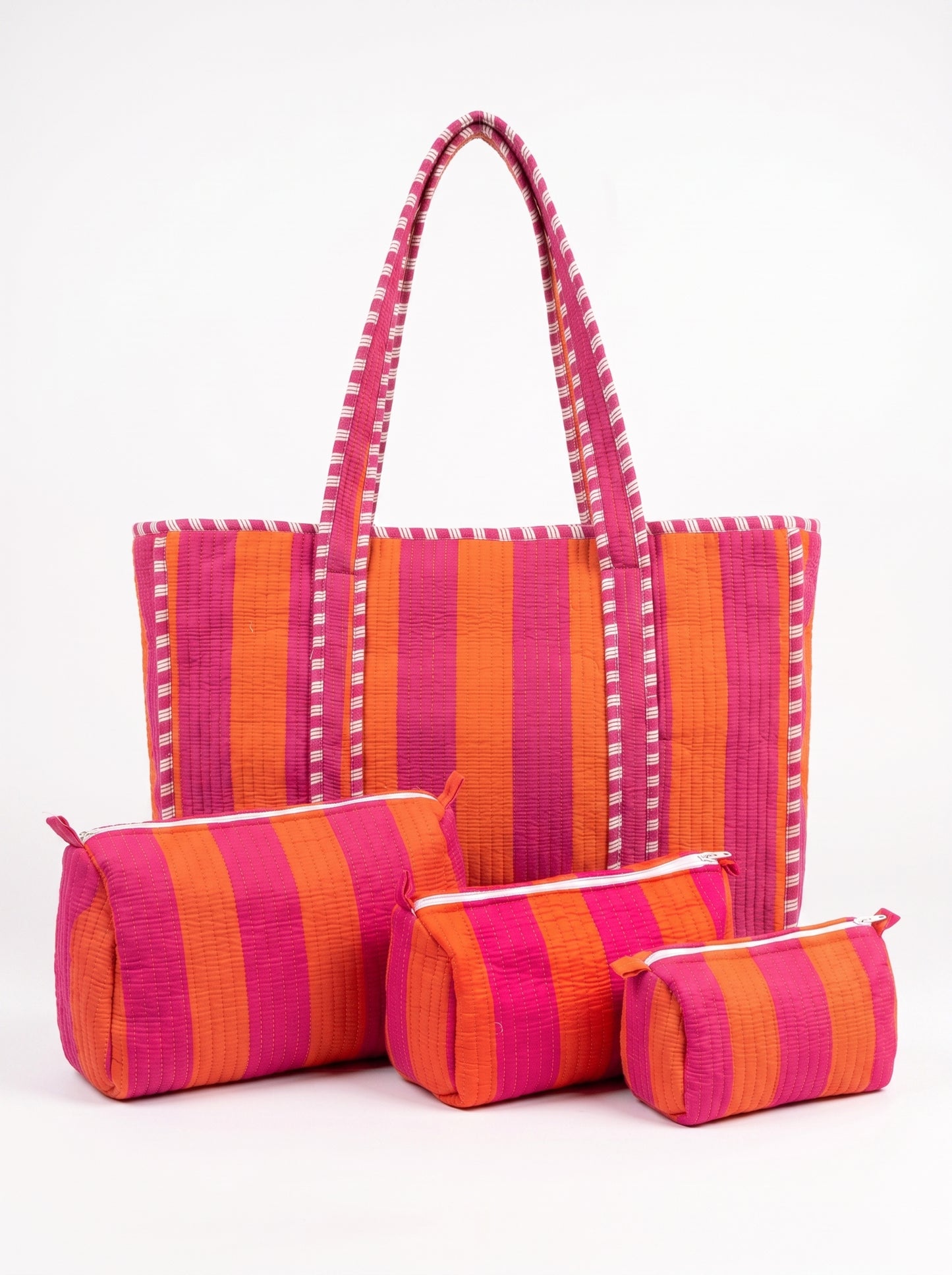 Orange Stripes - Tote & 3 Pouch Set 19X15