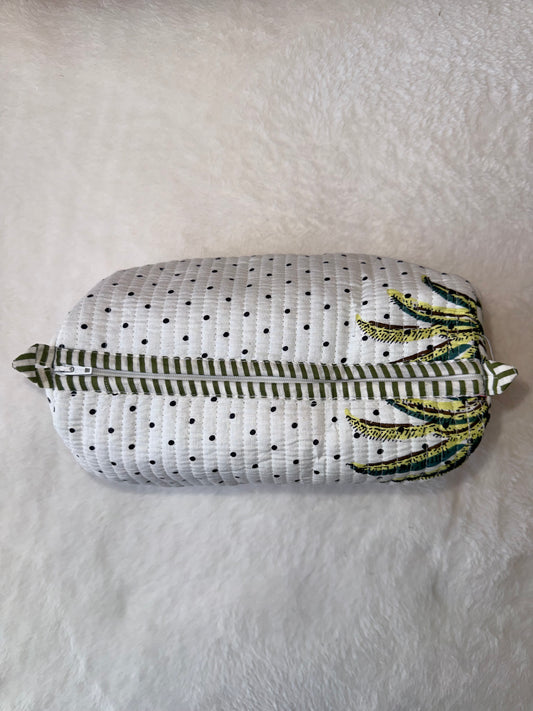 White palm tree – Quilted Utility Pouch