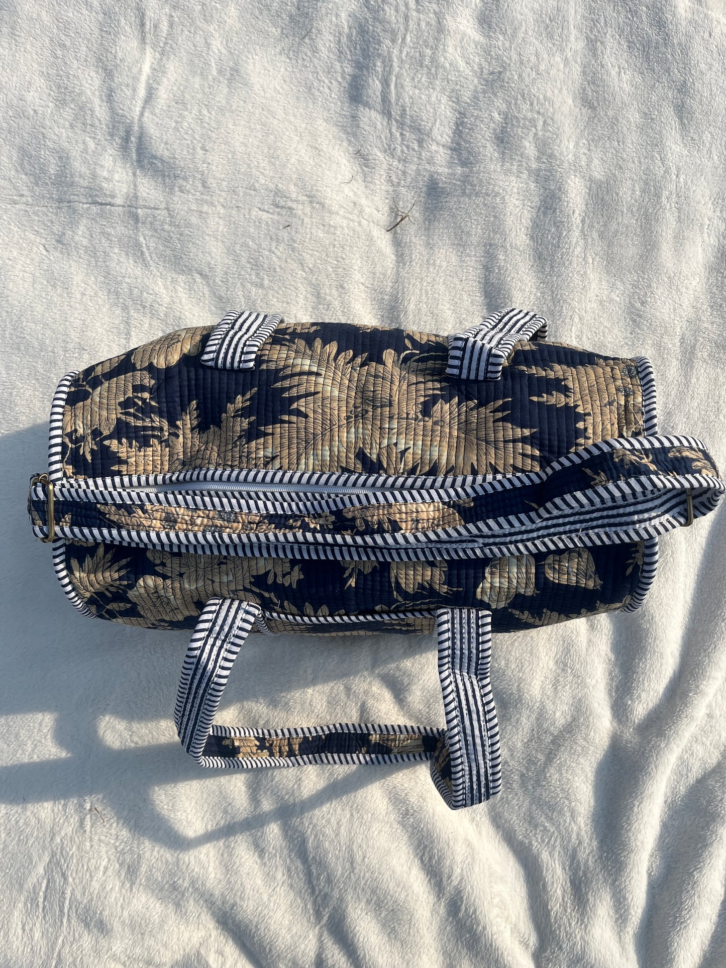 Navy blue - 1 Quilted Cotton Duffle Bag – Lightweight Travel Weekender