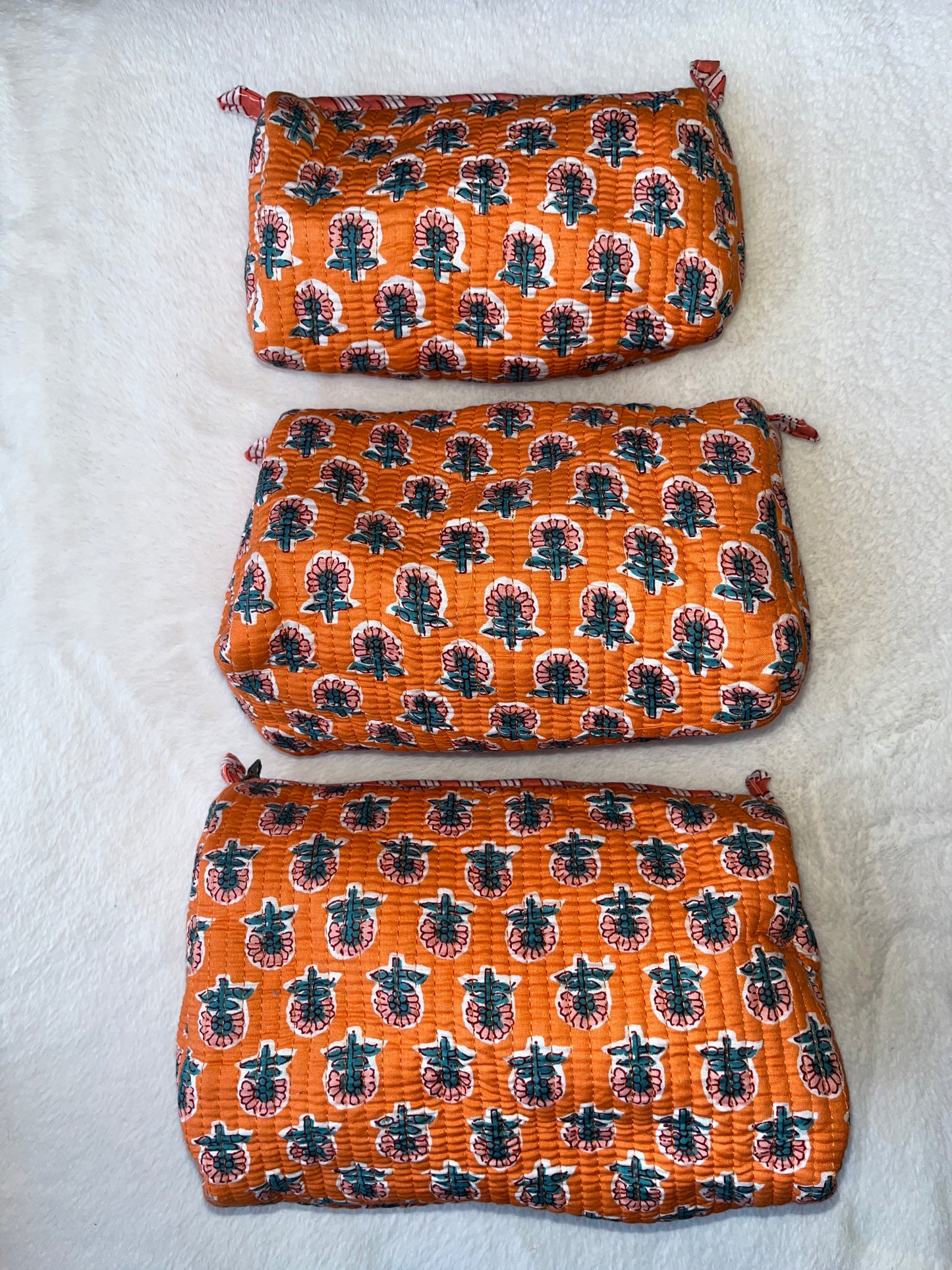 Orange Blue Floral – Utility Pouch Pack of 3