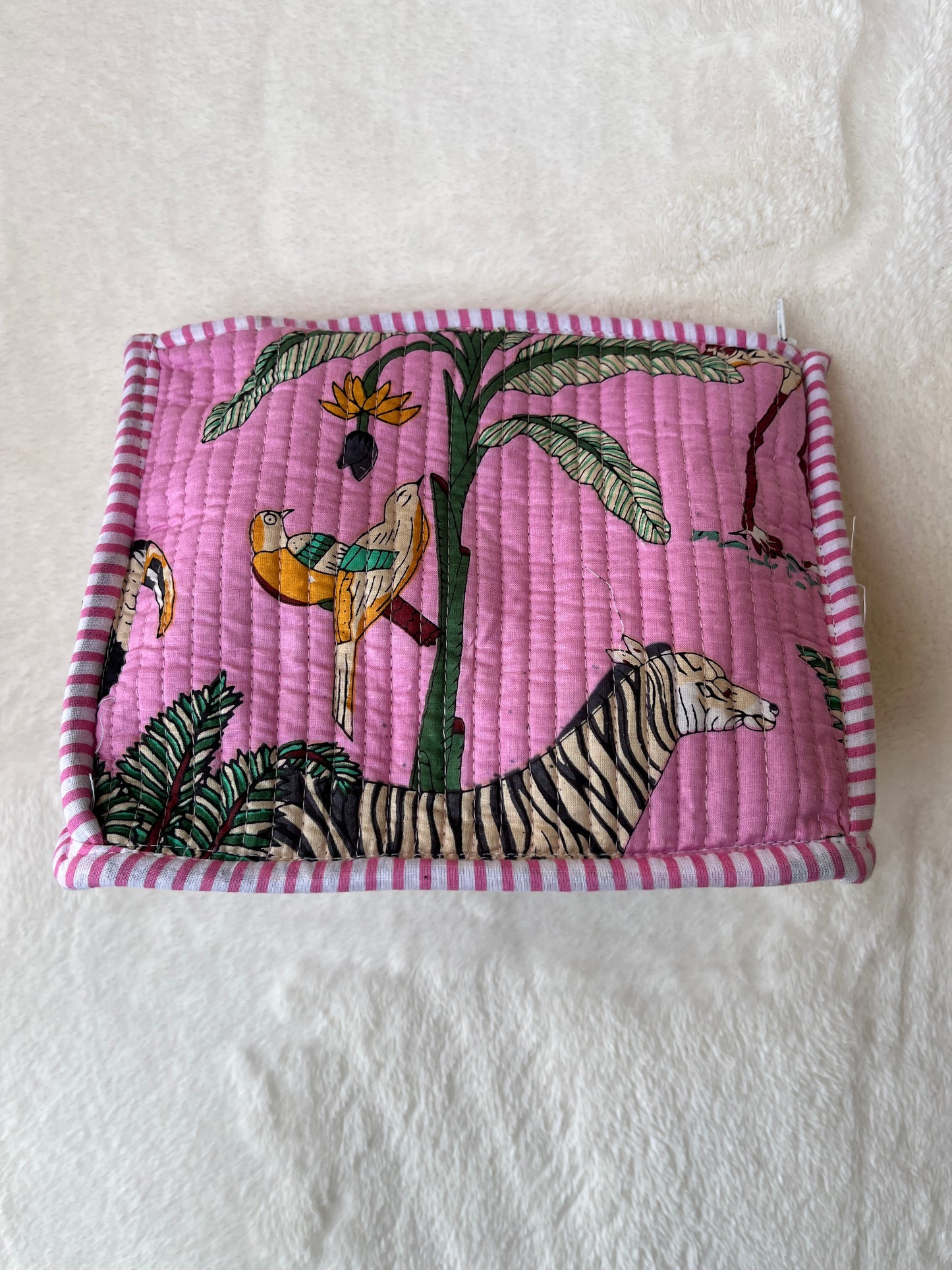 Pink Safari Quilted Utility Pouch Set of 3