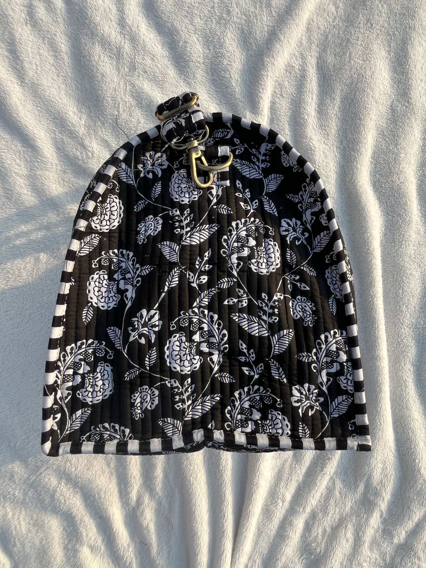 Black Floral Print Quilted Cotton Duffle Bag – Lightweight Travel Weekender
