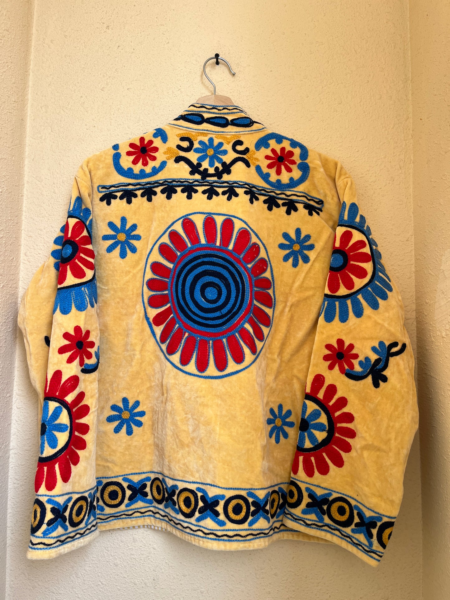 Women's Yellow Suzani Reversible Jacket – Artistic Embroidered Statement Jacket