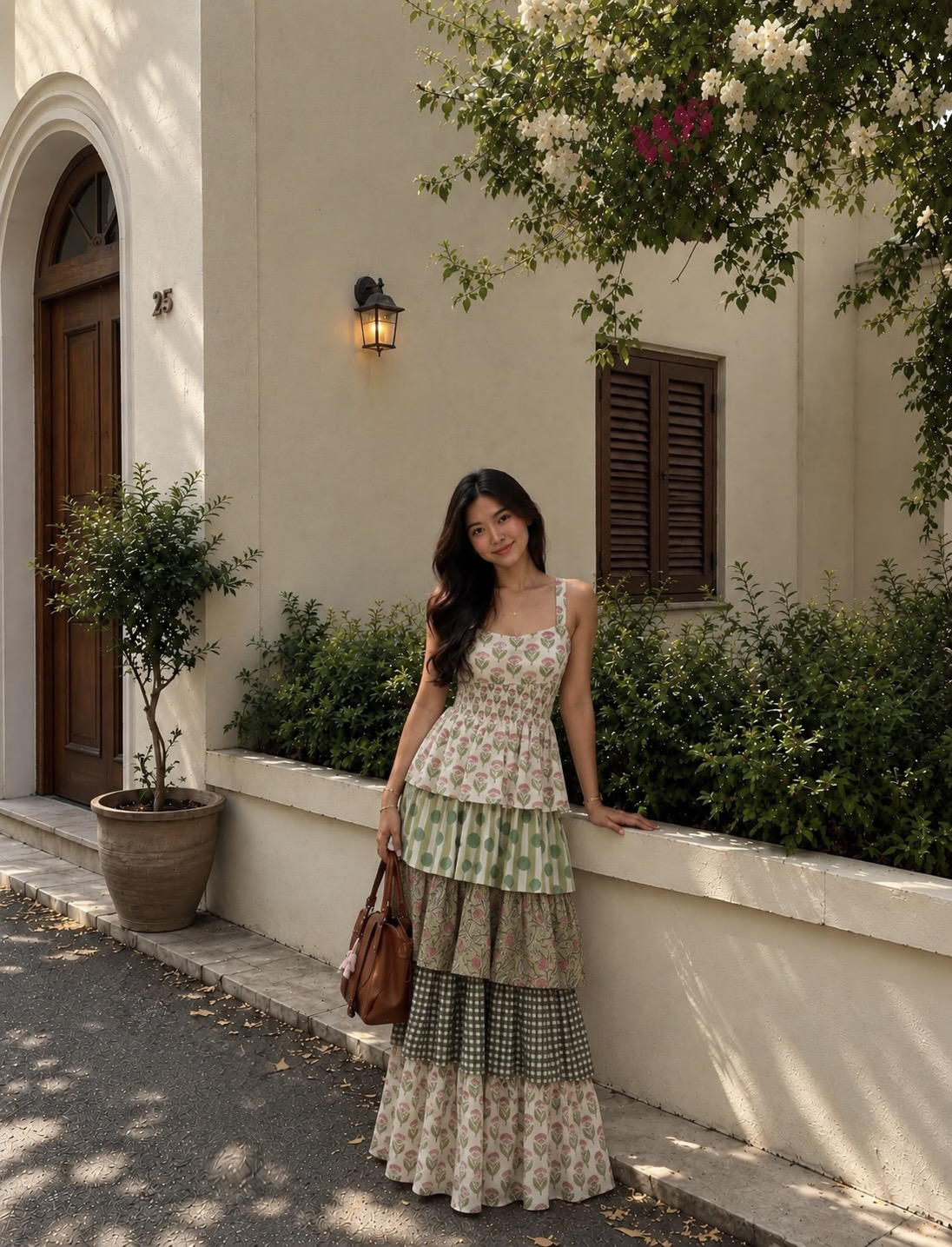 Emerald Frill – Green Floral Luxe Dress
