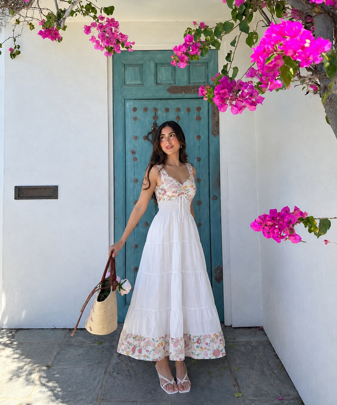 Ivory Bloom – White Floral Luxe Dress