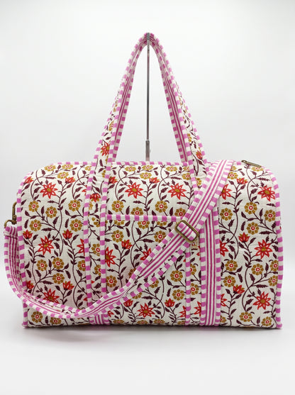 Mini Floral Print -1 Quilted Cotton Duffle Bag – Lightweight Travel Weekender