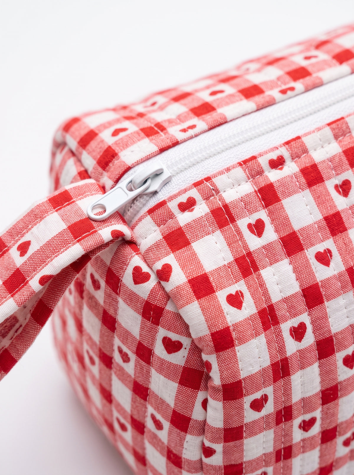 Cute Red checkered Heart– Hair Styler Travel bag