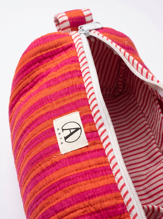 Classic Orange Pink Stripes – Hair Styler Travel bag